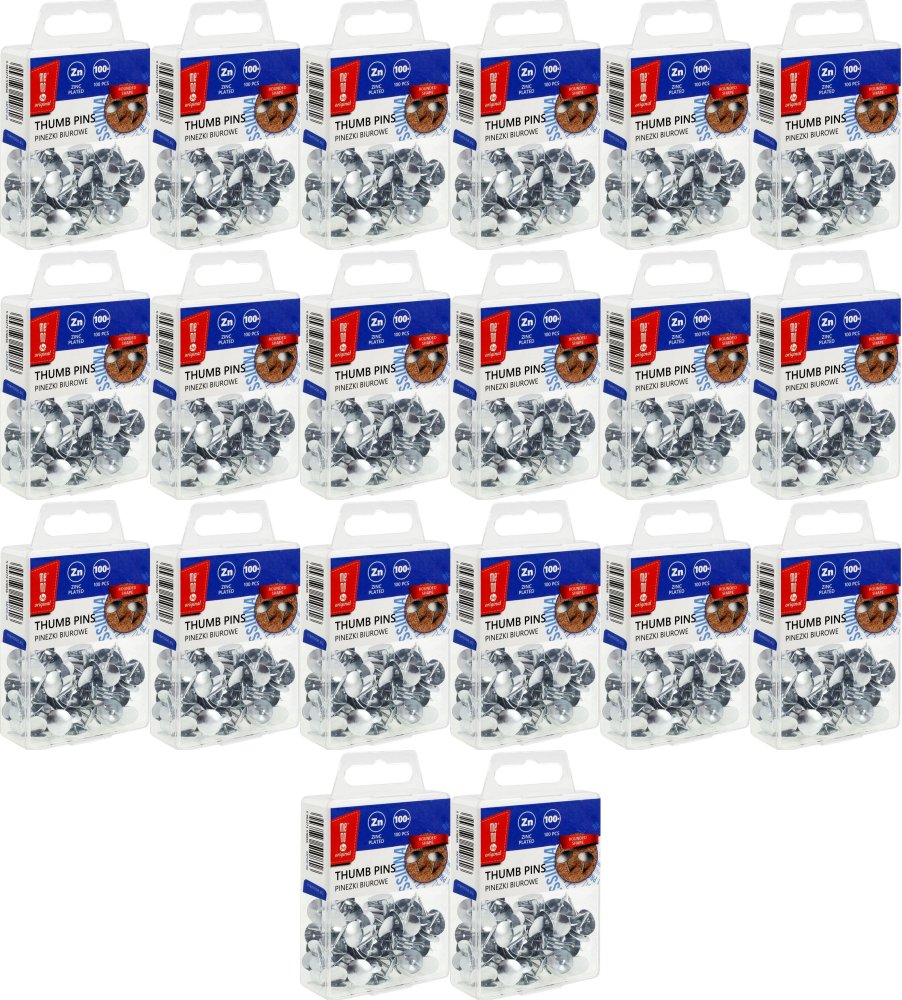 20x Pinezki MemoBe, w pudełku, 100 sztuk, srebrny