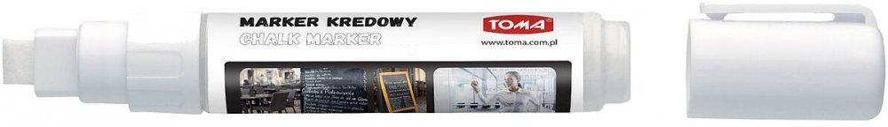 Marker kredowy Toma TO-291, ścięty, 8mmx5mm, biały