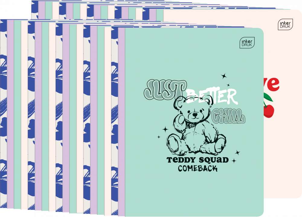 40x Zeszyt w kratkę Interdruk UV Girls, A5, 60 kartek, mix wzorów