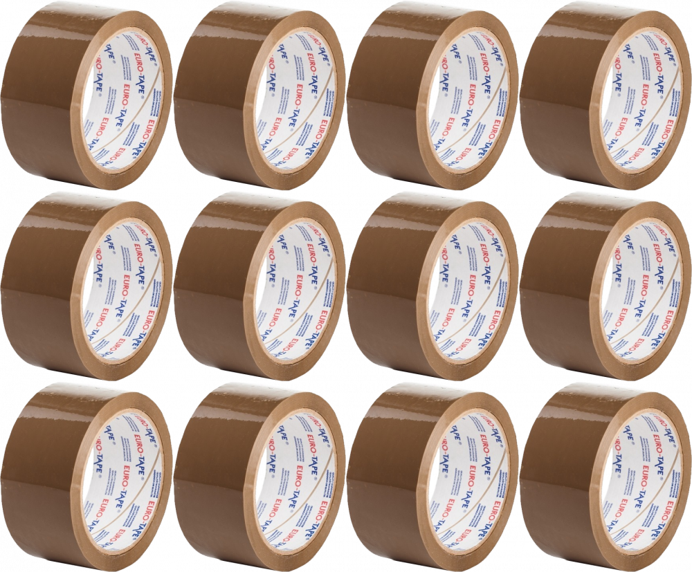 12x Taśma pakowa Dalpo Eurotape, Premium "Extra mocna", 50mm x 66m, brązowy