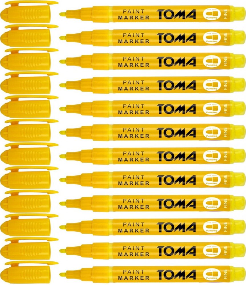 12x Marker olejowy Toma TO-441, okrągła, fine, 1.5mm, żółty