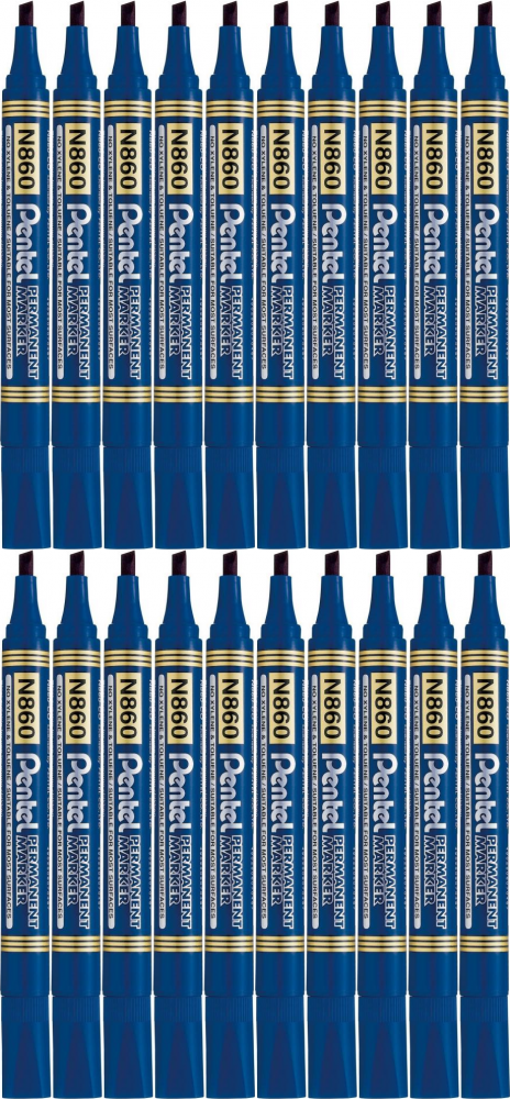 20x Marker permanentny Pentel N860, ścięta, 4.5mm niebieski