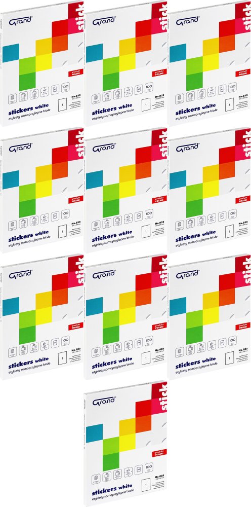 10x Etykiety samoprzylepne Grand No.032, 210x297mm, 100 arkuszy, biały