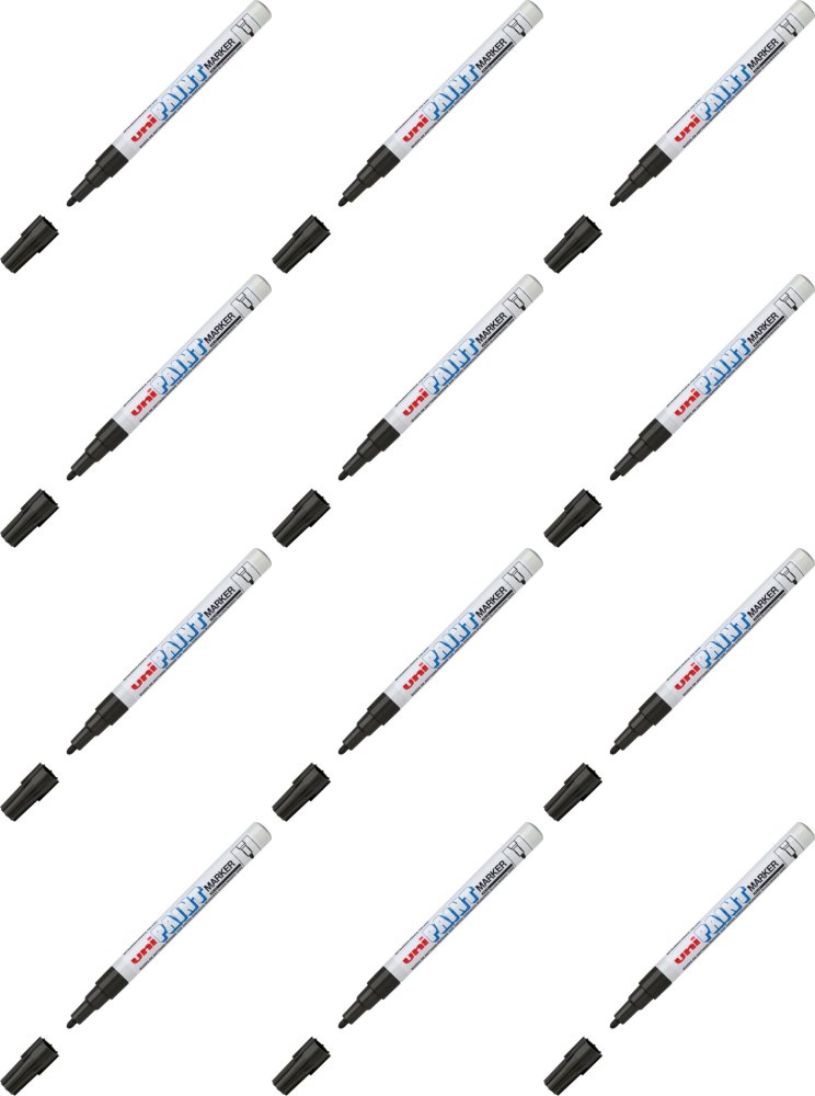 12x Marker olejowy Uni PX-21, okrągła, 1.2 mm, czarny