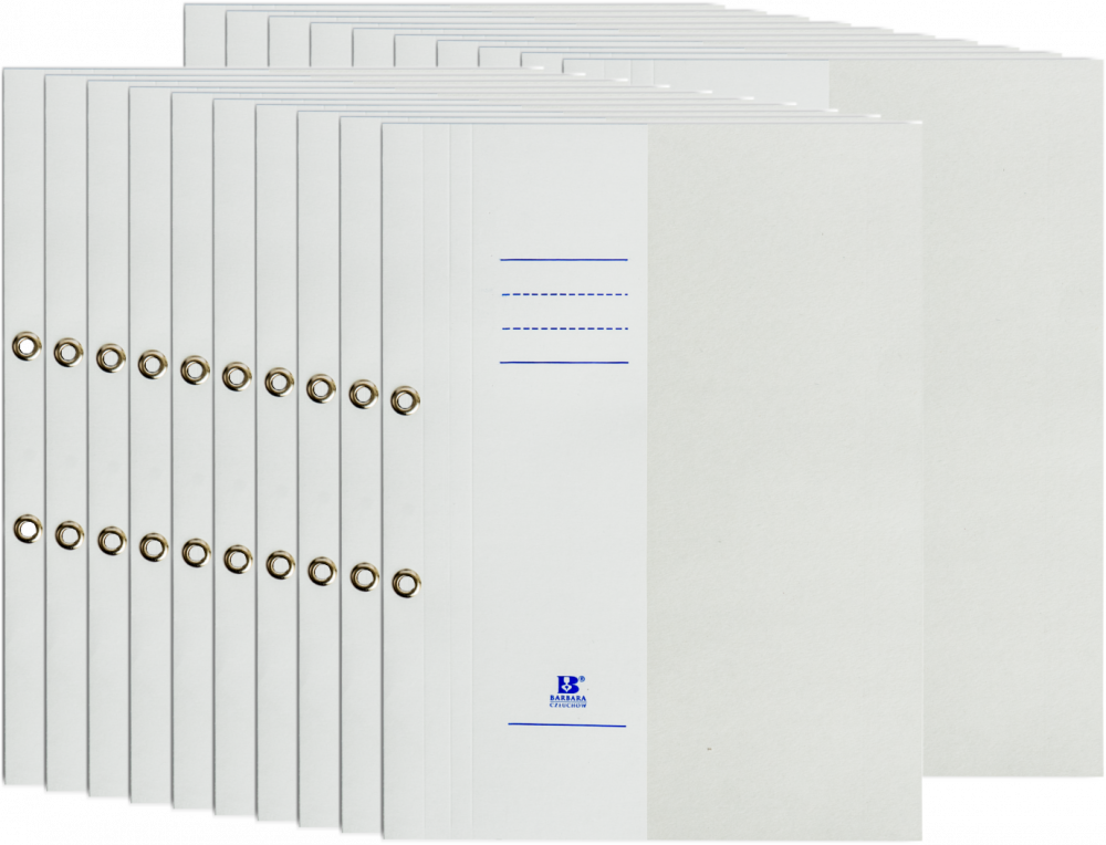 20x Skoroszyt kartonowy oczkowy Barbara, 1/2 A4, 300g/m2, biały