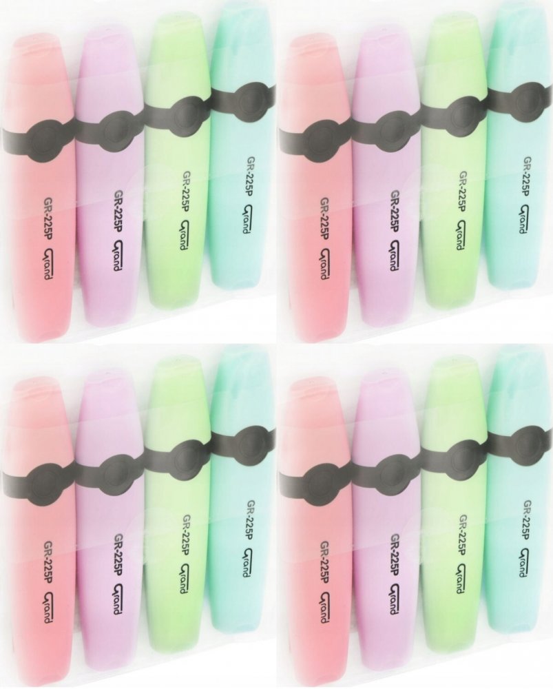 4x Zakreślacze Grand GR-225P, 4 sztuki, mix kolorów pastelowych