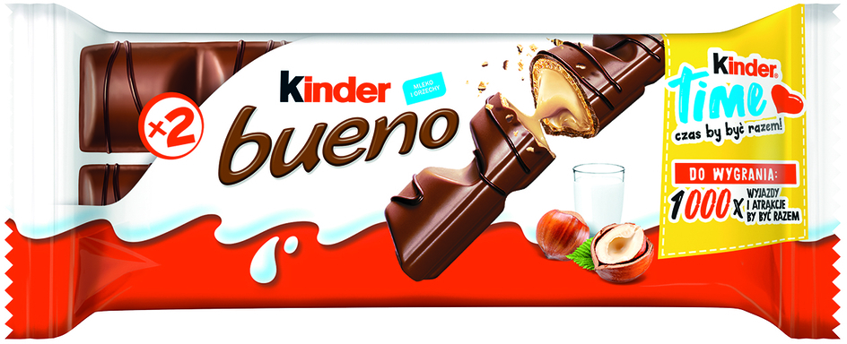 Baton Kinder Bueno, z nadzieniem mleczno-orzechowym, 43g