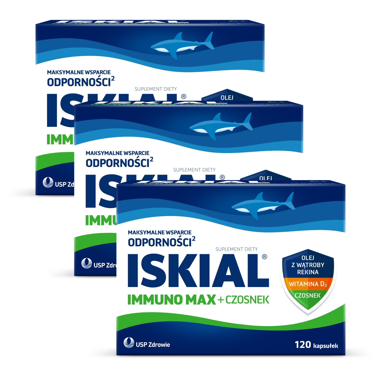 Zestaw: 3 x iskial max + czosnek, 120 kapsułek