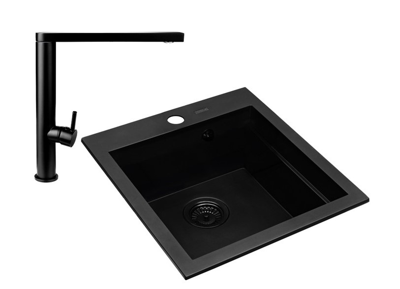 Pyramis Siros Black Edition zlewozmywak z baterią Trigono czarny 079822801BT