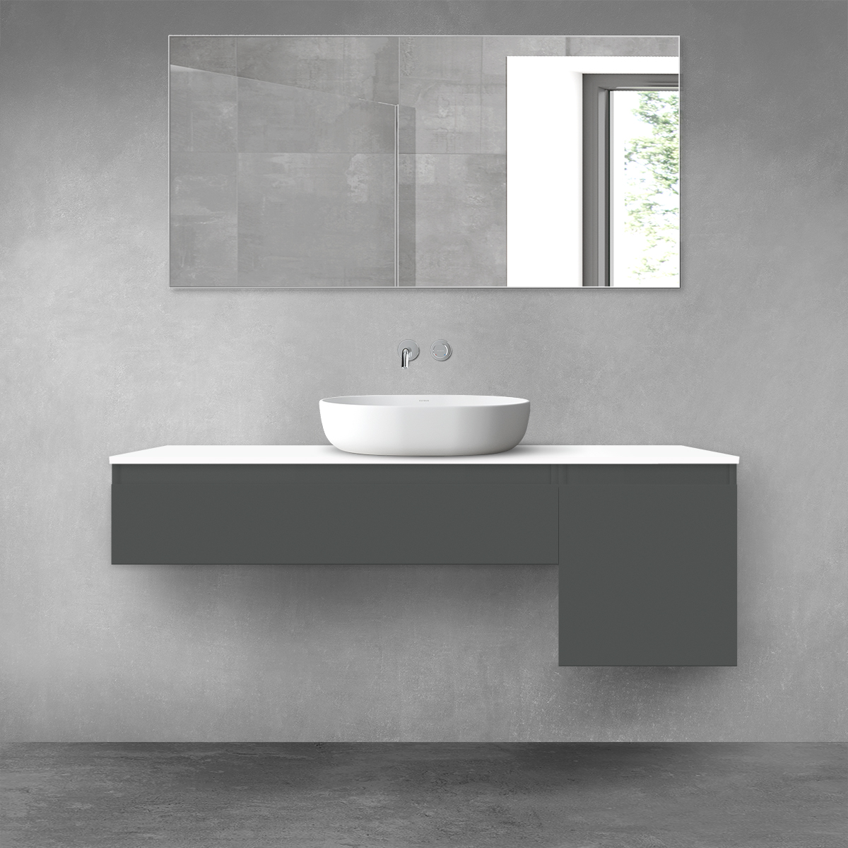 Oltens Vernal zestaw mebli łazienkowych 140 cm z blatem grafit mat/biały połysk 68284400 - Wysyłka w 24h