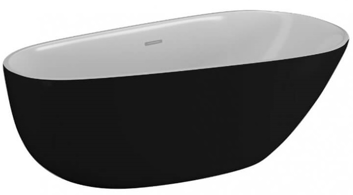 Polimat Shila wanna wolnostojąca 170x85 cm akrylowa biały/czarny mat 00345