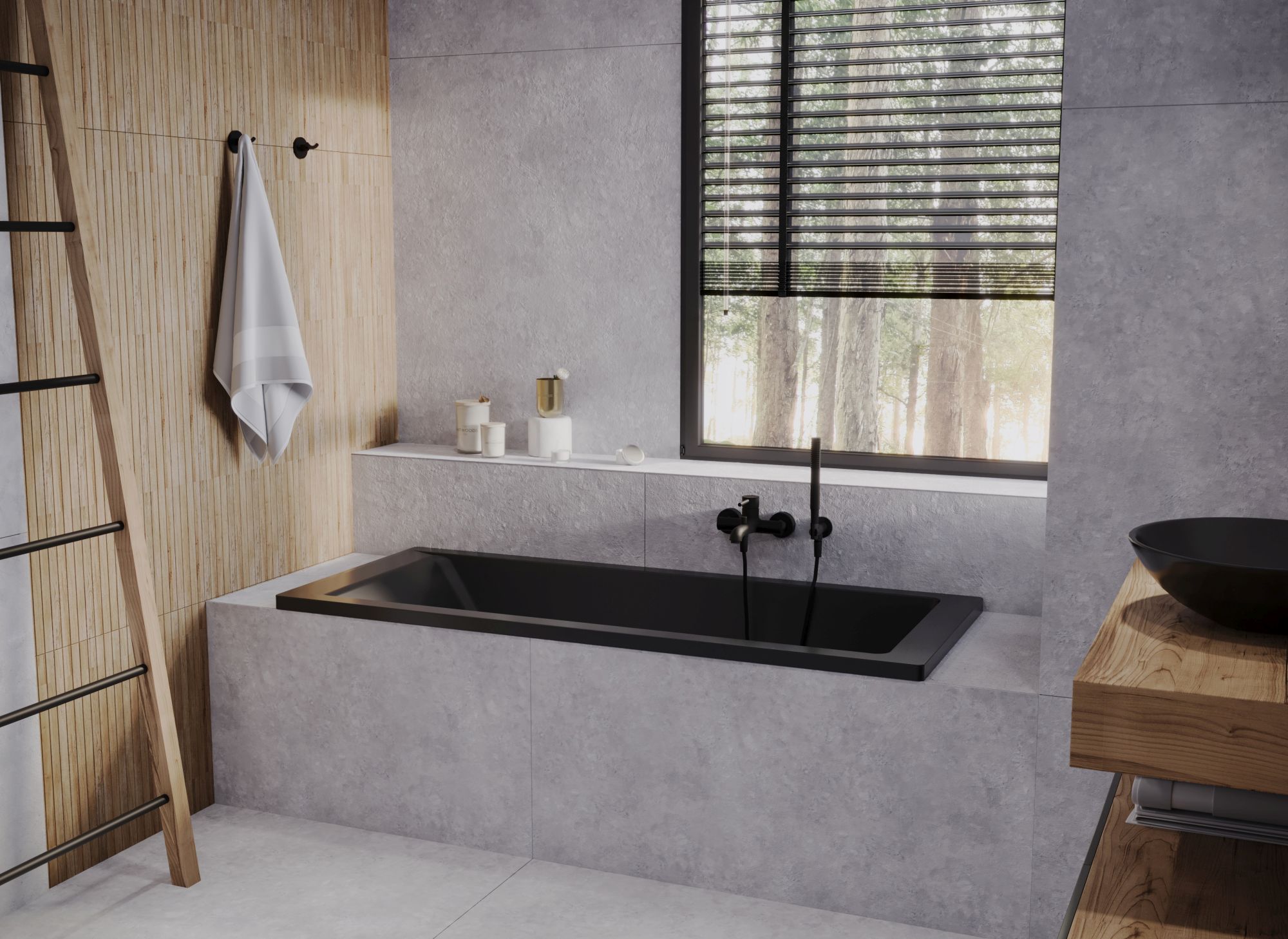 Oltens Gulfoss haczyk na ręcznik podwójny czarny mat 80002300 - Wysyłka w 24h