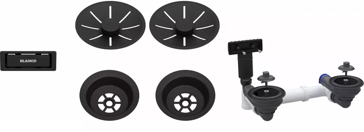 Blanco armatura przelewowo-odpływowa czarny mat 207440