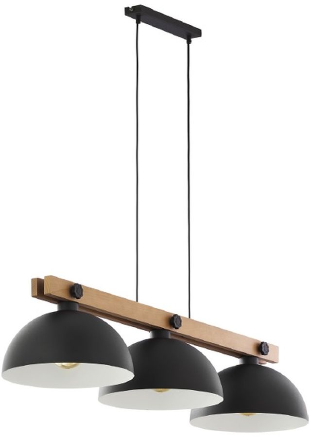 TK Lighting Oslo lampa wisząca 3x60 W czarna-drewno 1759 - Wysyłka w 24h