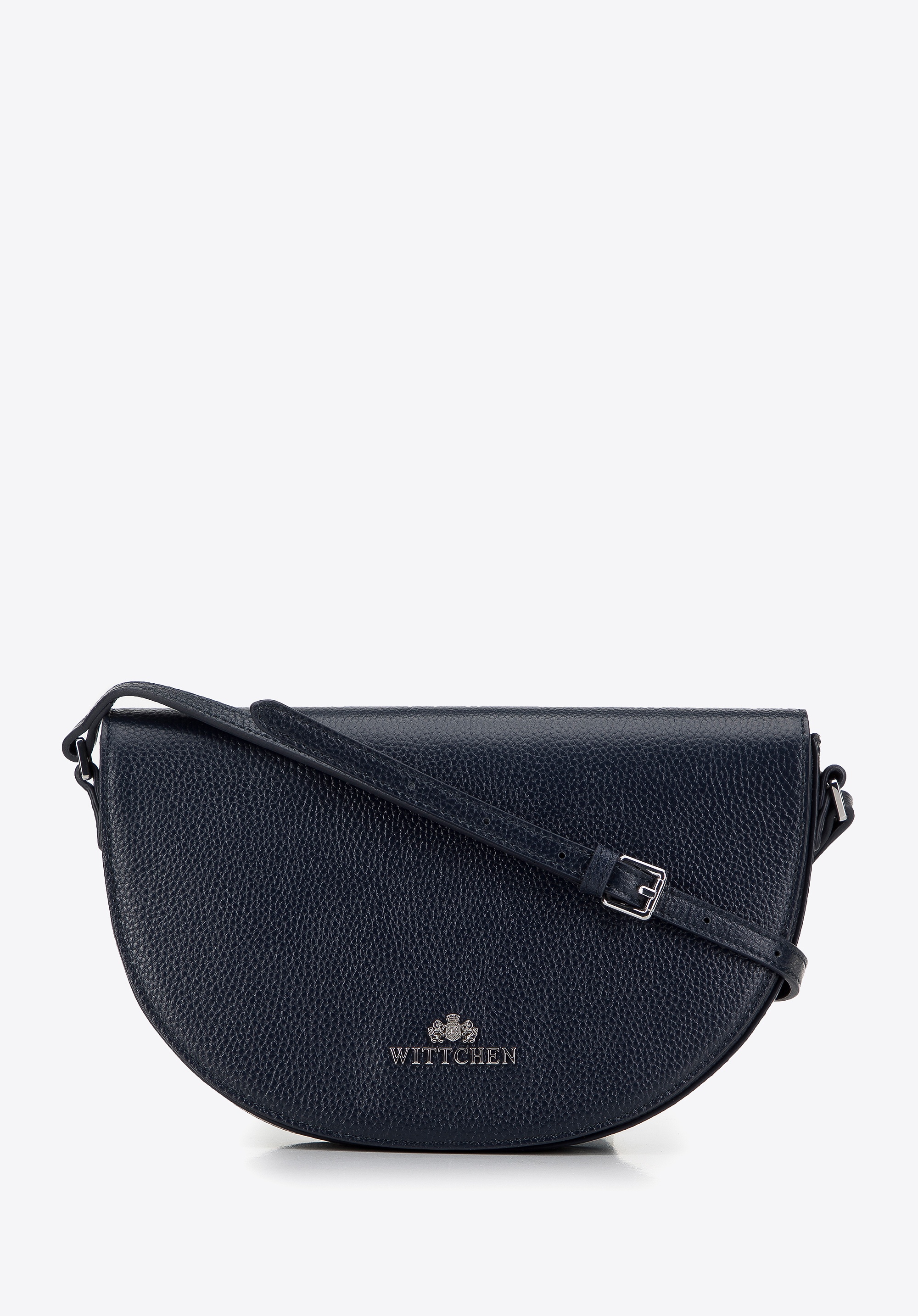 Damska saddle bag z groszkowanej skóry granatowa