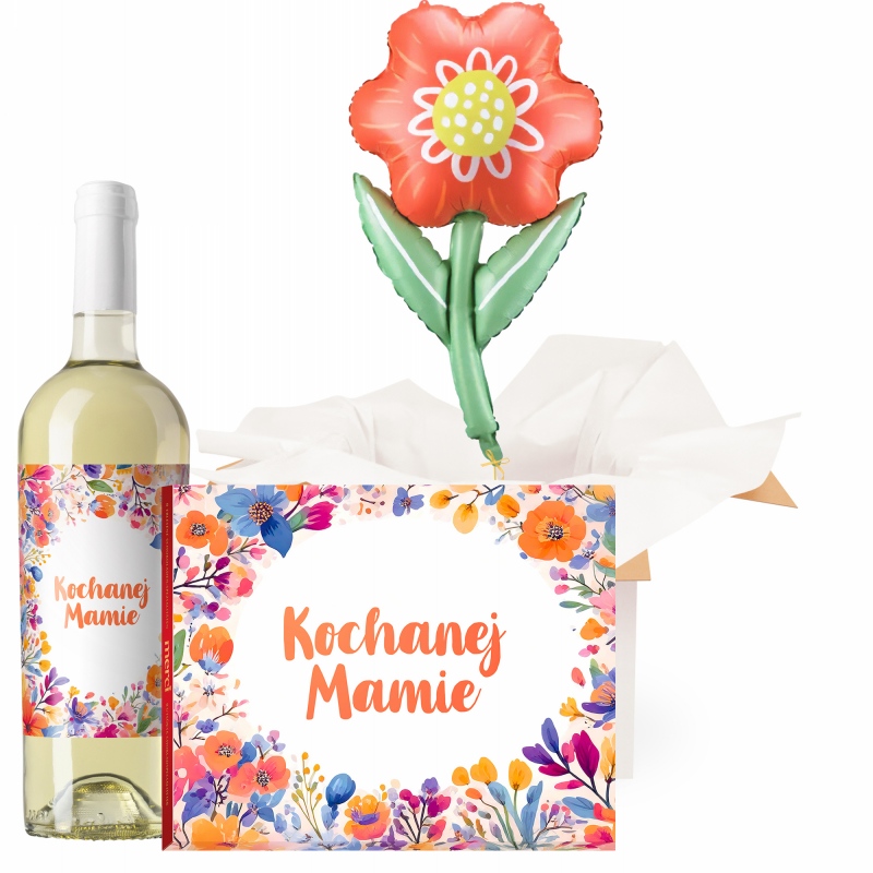Kwiatek dla Ciebie - Balon z helem z winem i Merci