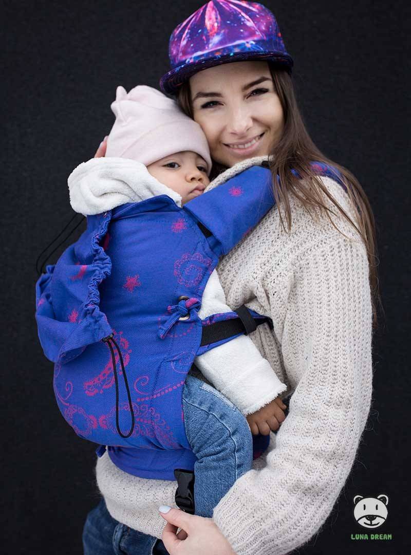 Nosidełko regulowane Multi Size: Luna Pink (niebieskie), 100% bawełna, splot żakardowy