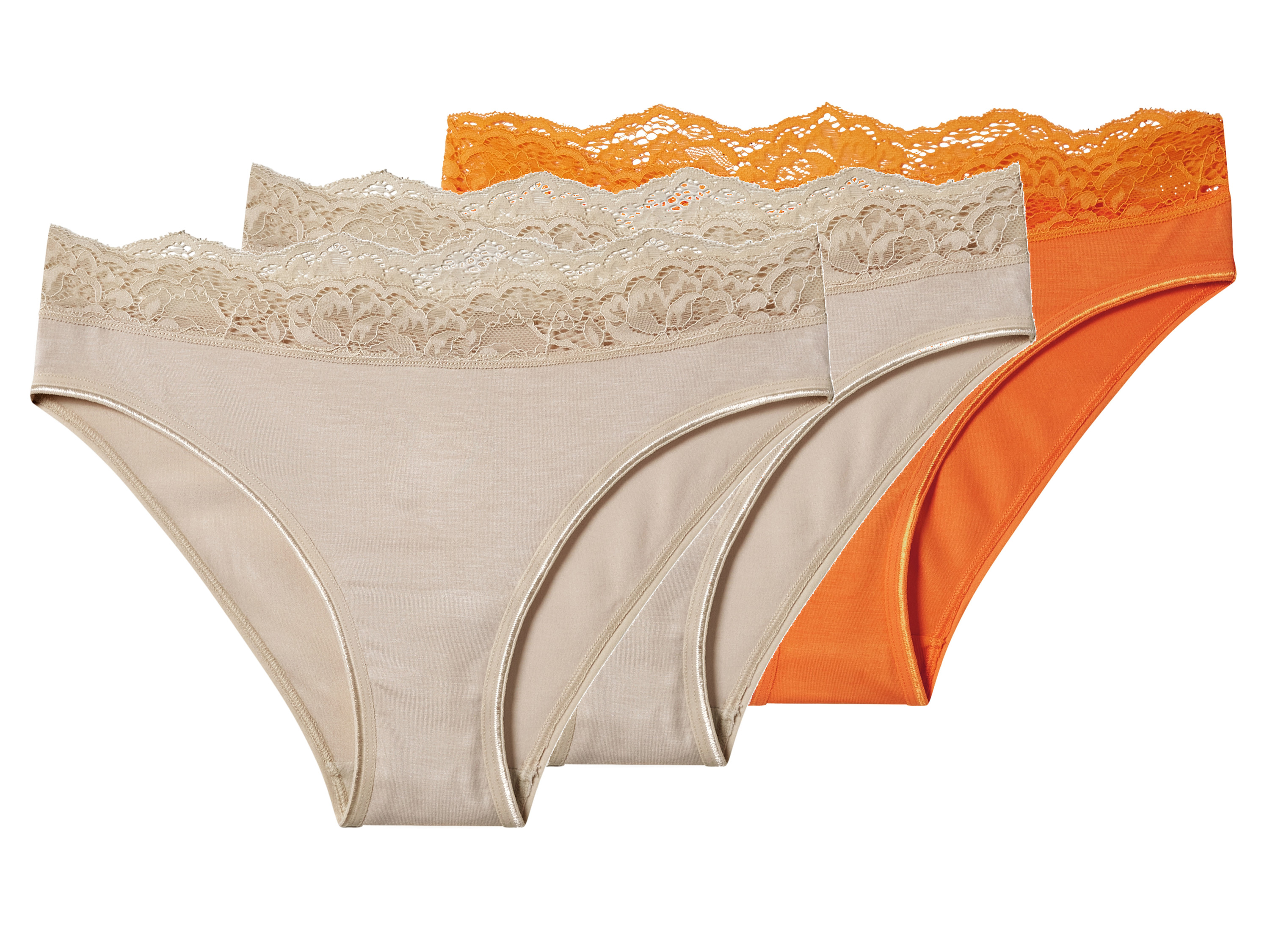 esmara Majtki damskie z modalem, 3 pary Pomarańczowy/beżowy, Xl48/50