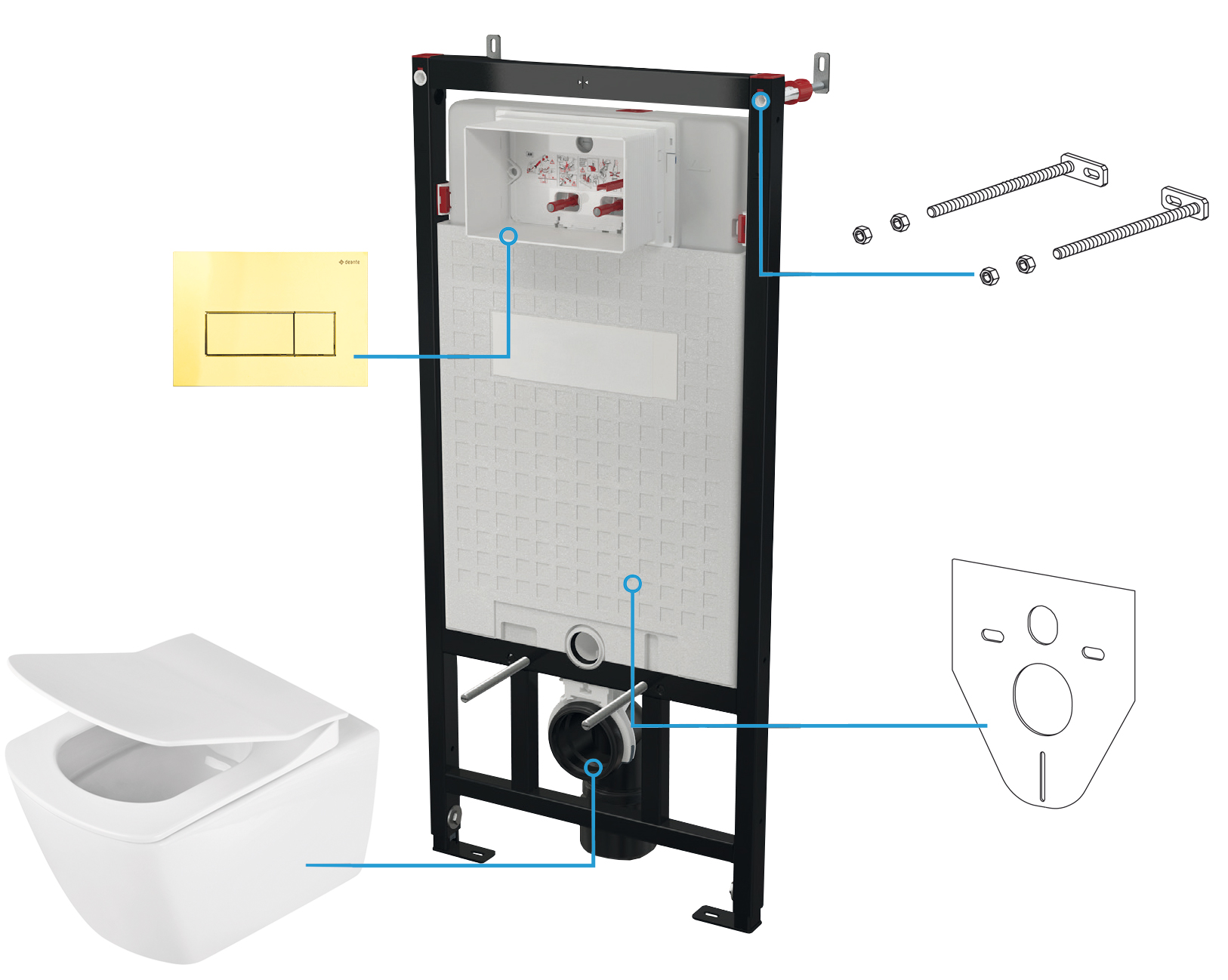 Darmowa Dostawa - Zestaw miska z deską i stelaż z przyciskiem Deante Anemon CDZZ6ZPW