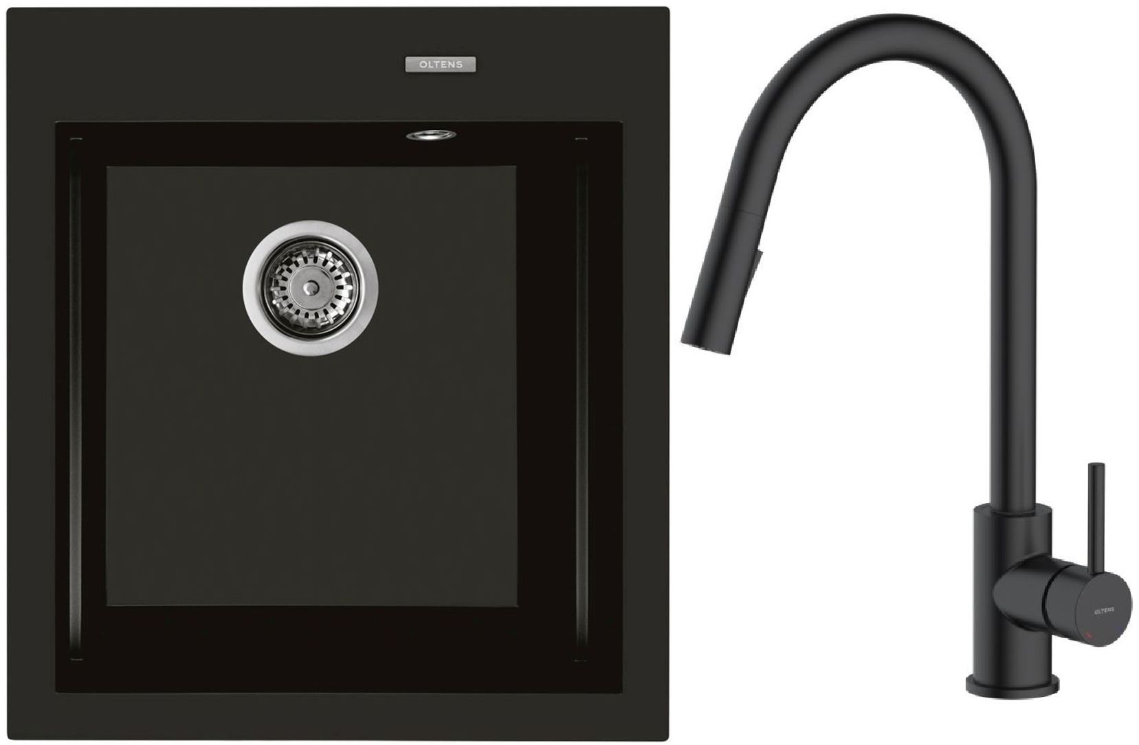 Darmowa Dostawa - Zlewozmywak z baterią czarny / czarny Oltens Gravan abset4792
