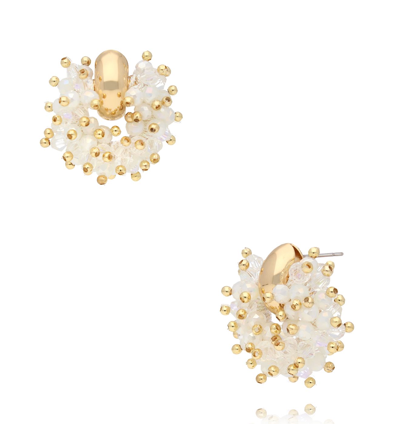 Kolczyki z białymi i transparentnymi kryształkami KWE0295 - By Dziubeka