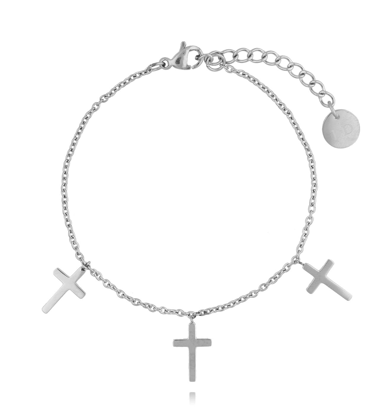 Bransoletka srebrna z krzyżykami ze stali szlachetnej - By Dziubeka