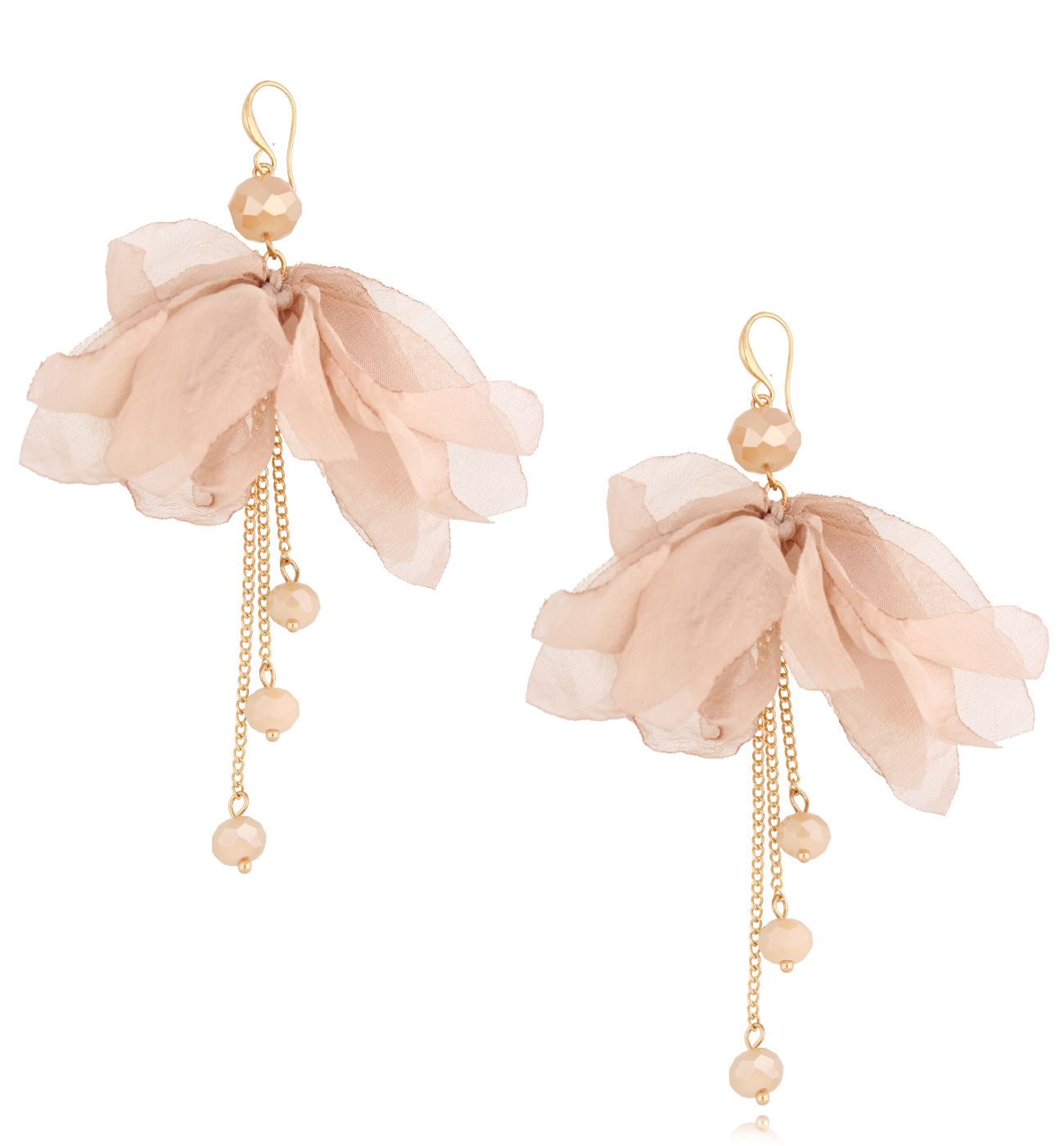 Kolczyki beżowe z szyfonu Carnation KBL1773