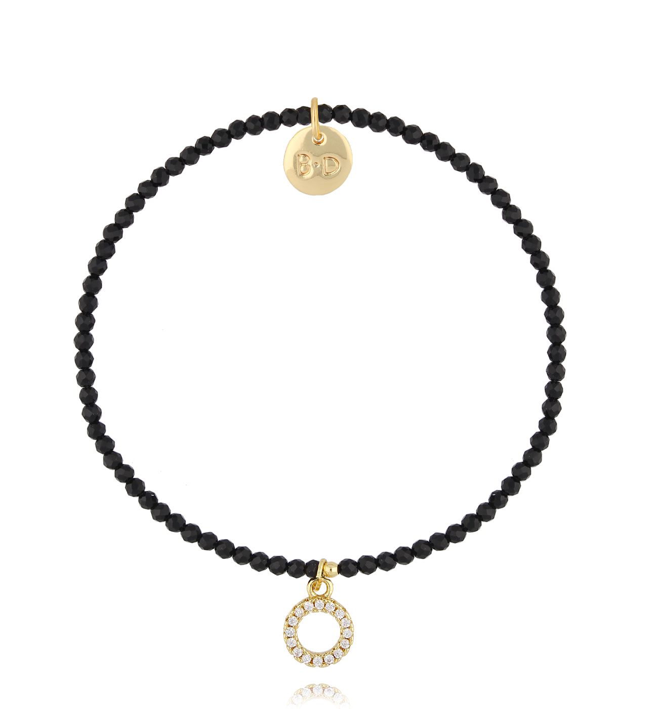 Bransoletka z czarnymi turmalinami i zawieszką - By Dziubeka