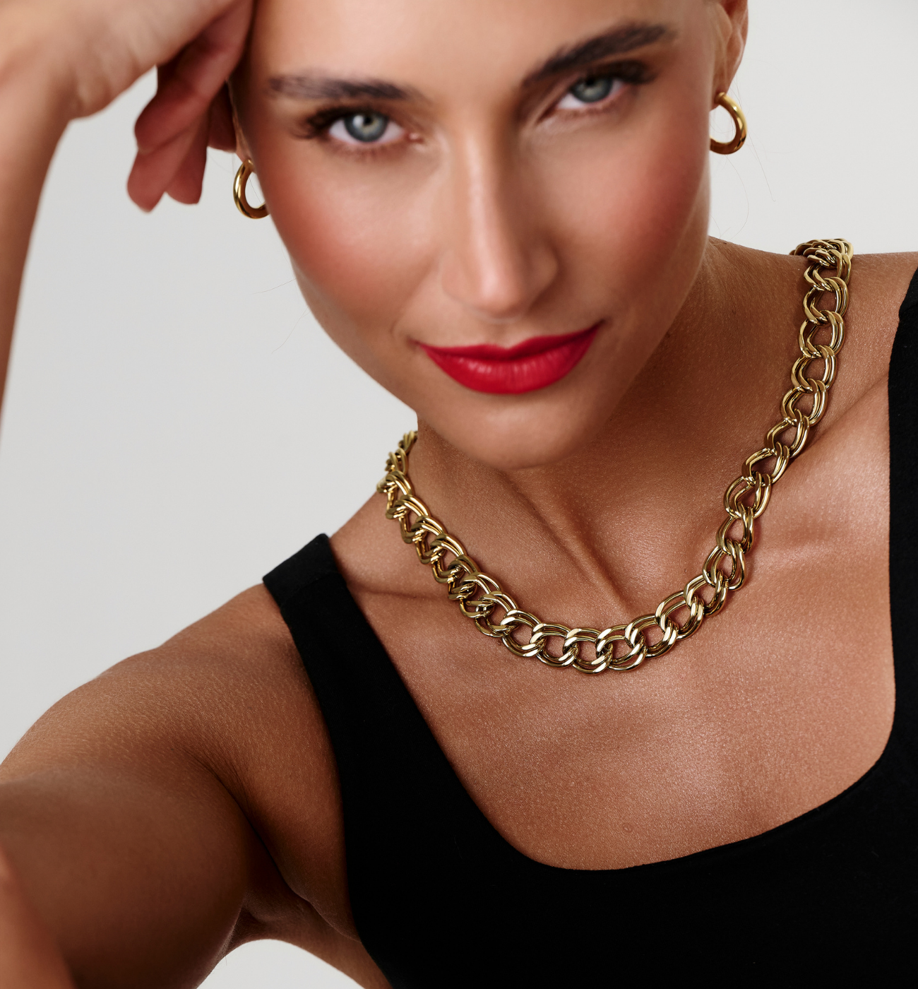 Naszyjnik – złoty łańcuch o podwójnych ogniwach NEA0047