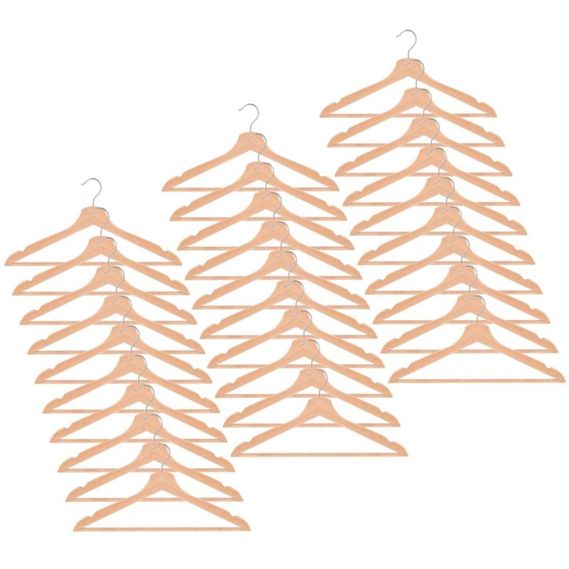 Wieszaki na ubrania do szafy, drewniane Springos zestaw 30 szt. jasnobrązowy 1 kpl.