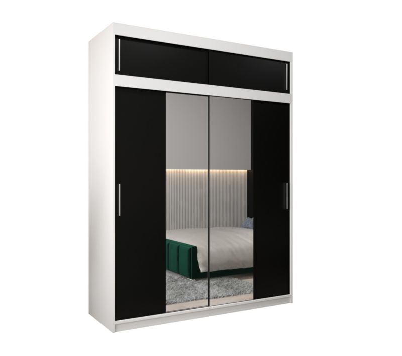 Szafa przesuwna Garderoba Abiks Tokyo 1 180 biały + czarny z nadstawką 1 szt.