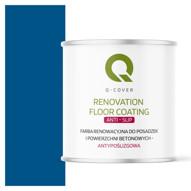 Farba Antypoślizgowa do Posadzek i Powierzchni Betonowych Renowacyjna Q-Cover Niebieski RAL5005 2.5L