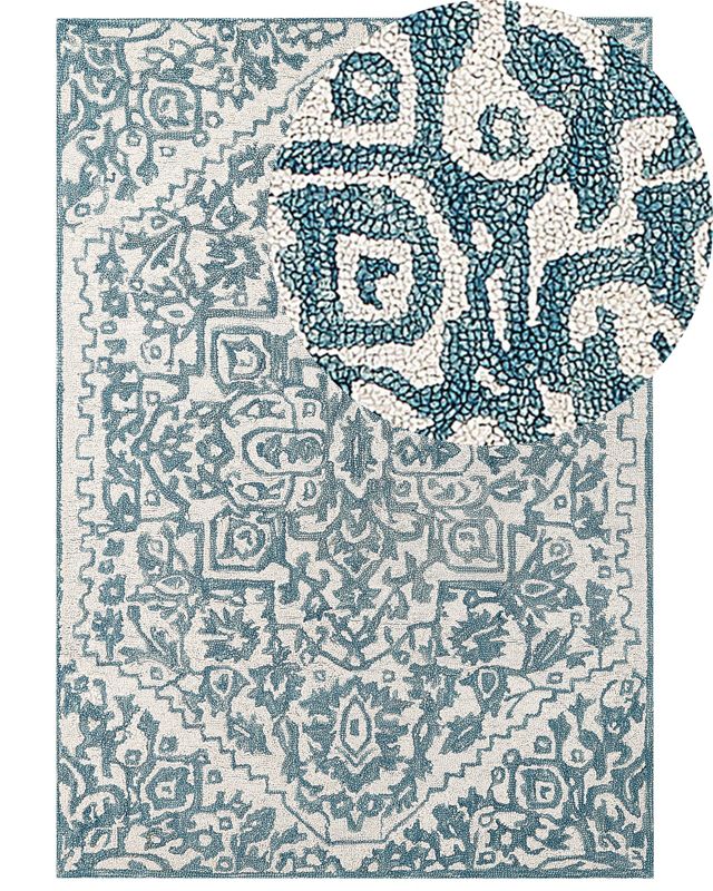 Dywan wełniany 160 x 230 cm biało-niebieski Ahmetli 1 szt.