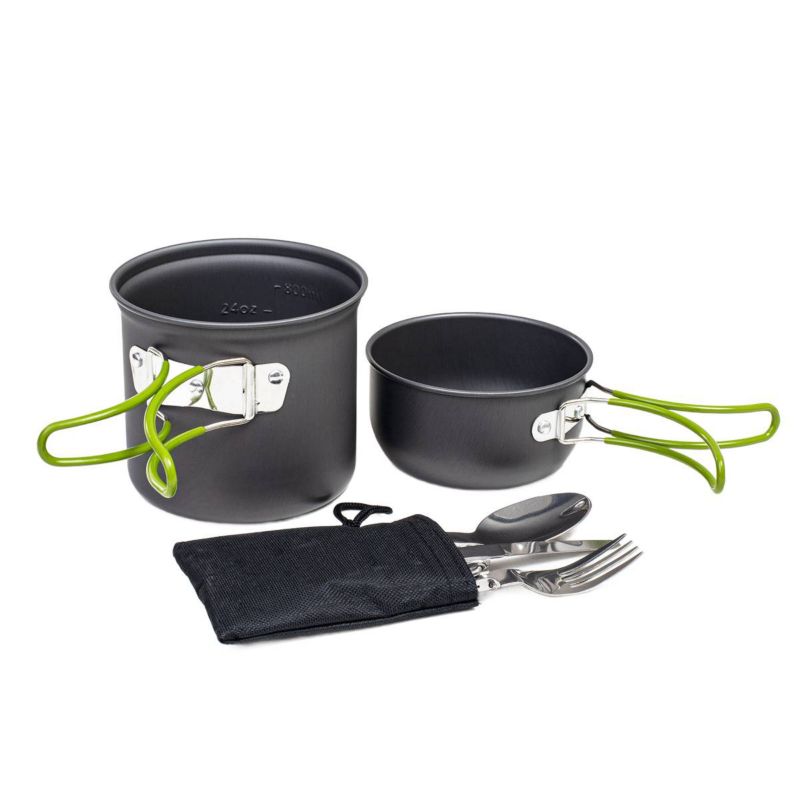 Zestaw garnków Be-active.pl naczynia turystyczne pod namiot kemping zielony 1 zestaw