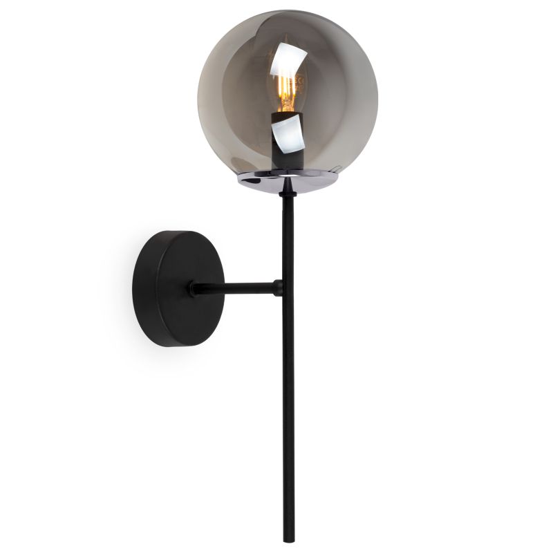 Lampa ścienna kinkiet Light Home LH Siena 1x E14 40W czarny/chrom klosz grafitowy 1szt.