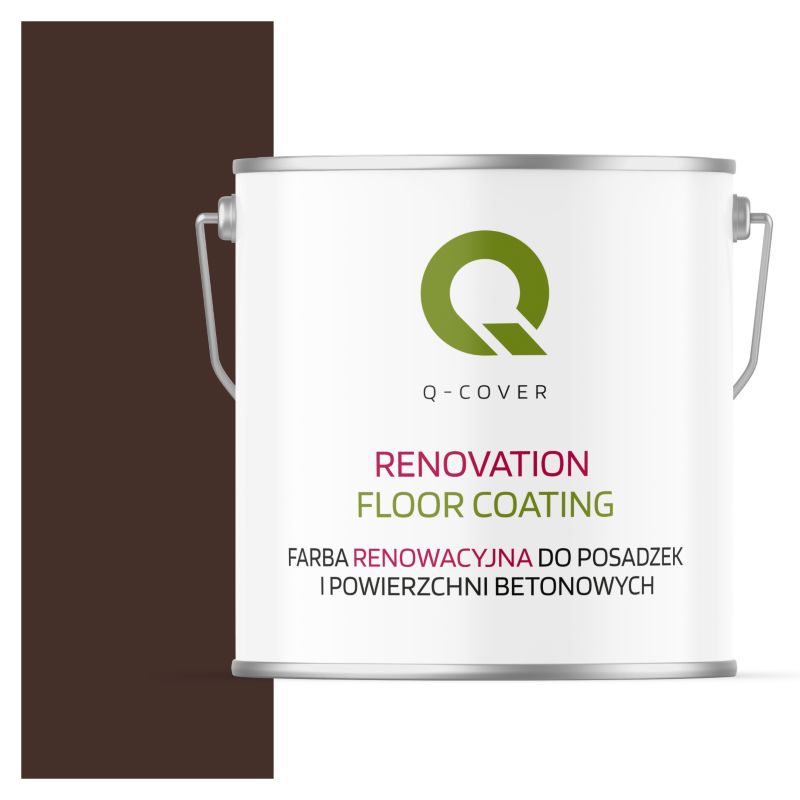 Farba Renowacyjna do Posadzek i Powierzchni Betonowych Q-Cover Czekoladowy Brąz RAL8017 Mat 5L