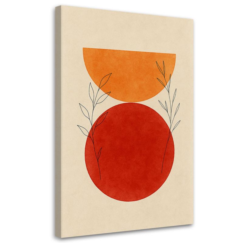 Obraz Japandi Feeby Abstrakcyjne Geometryczne Kształty Minimalizm Czerwony Pomarańczowy 70x100cm 1szt