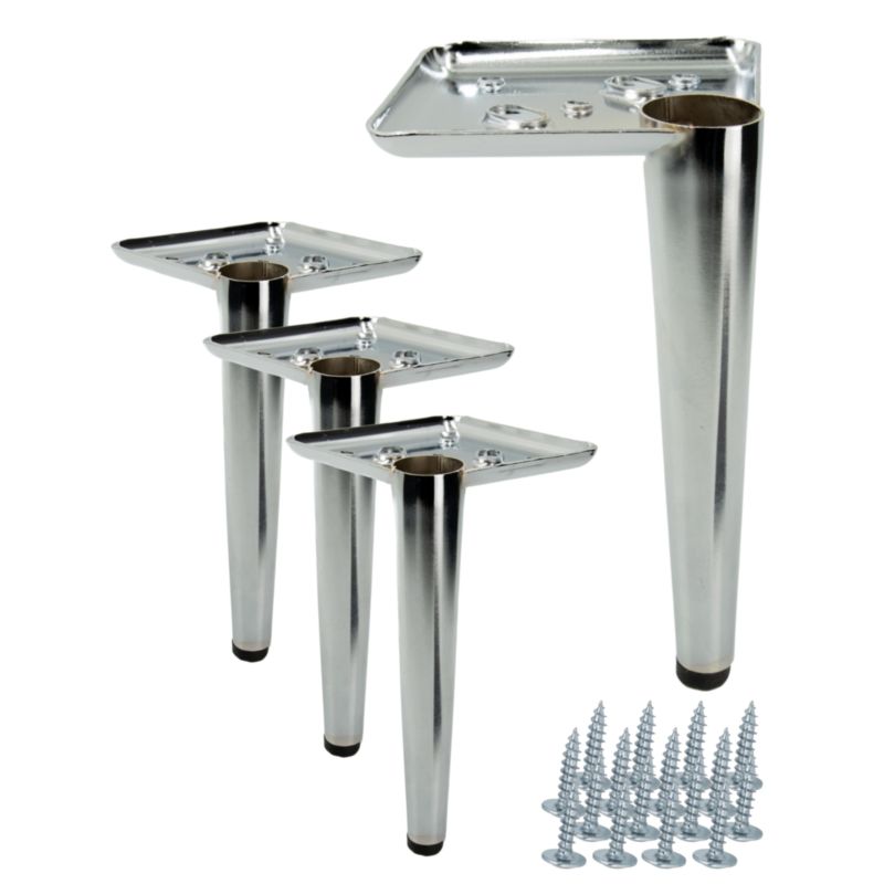 Noga meblowa B&B Szpilka srebrny chrom wysokość 17 cm 4 szt