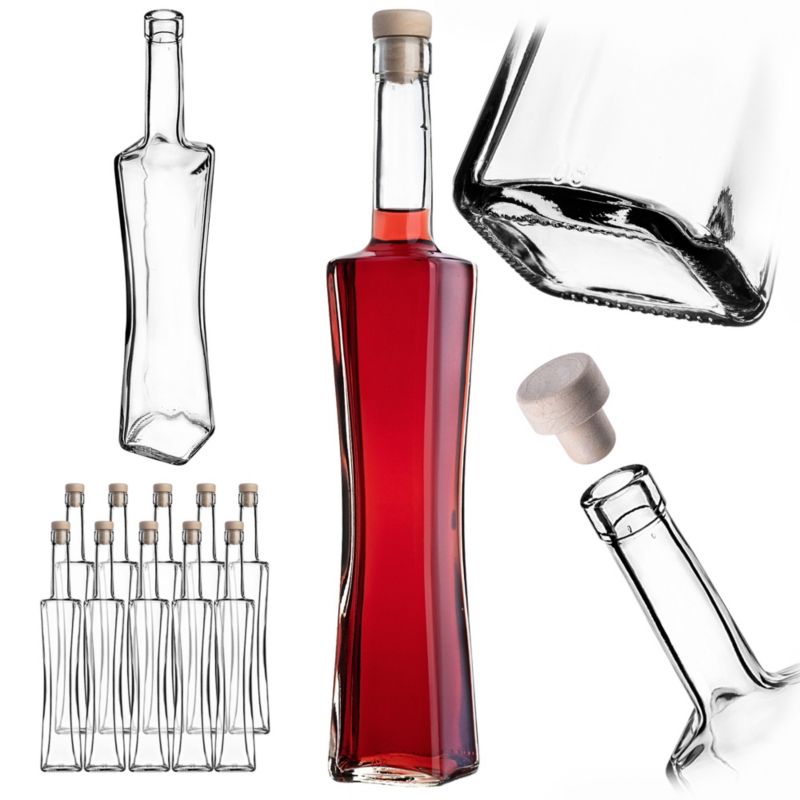 Butelka KADAX Szklana 500ml z korkiem syntetycznym 10 szt.