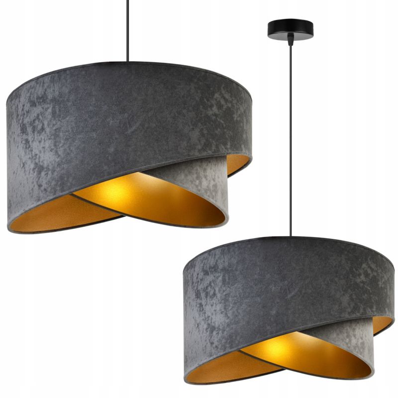 Lampa sufitowa wisząca Light Home LH Mediolan Welur podwójna 1x E27 60W szary/złoty 1szt.