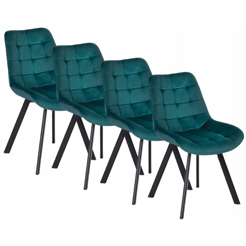 Zestaw 4x Mebel Elite RICK Krzesło Welur Turkus 1 kpl
