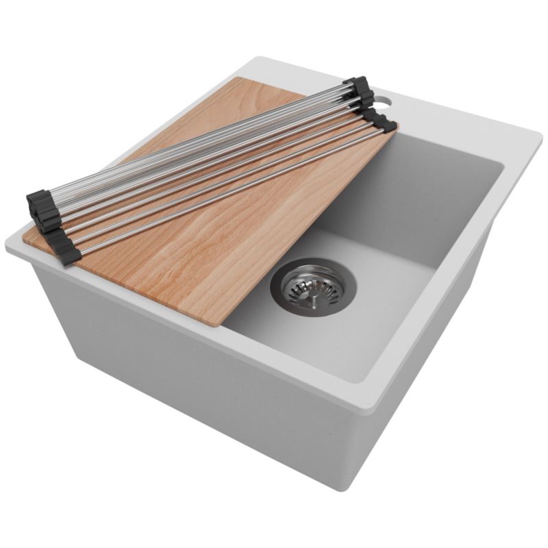 Zlewozmywak Ryga PRIMAGRAN Nablatowy 43x50cm do szafki od 45cm z Syfonem i Dodatkiem Szary 1 szt.