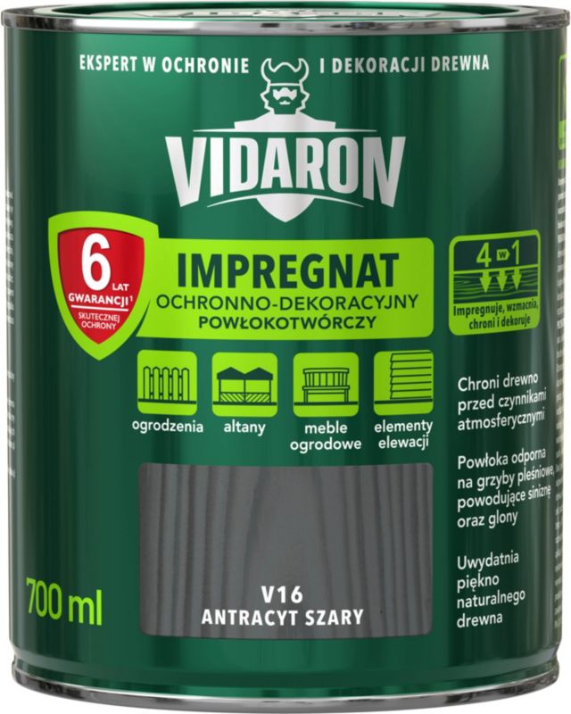 Impregnat do drewna Vidaron antracyt szary 0,7 l