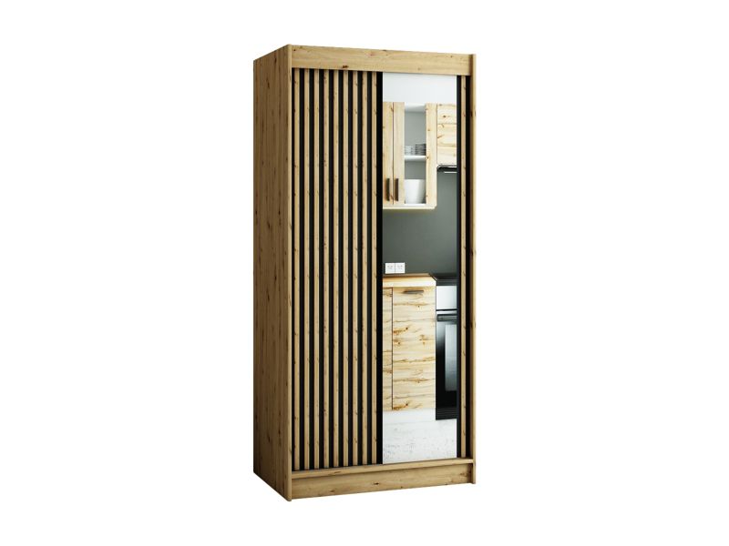 Szafa przesuwna Garderoba Abiks Lamelo 2 100 artisan + czarny 1 szt.