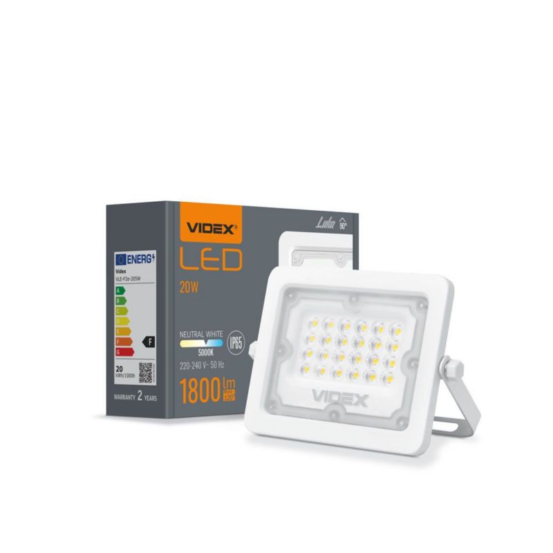 Naświetlacz LED Videx biały LED 20W 5000K 1800lm IP65 wym: 10,3 x 12,7 x 1,9 cm aluminium - 1 szt.