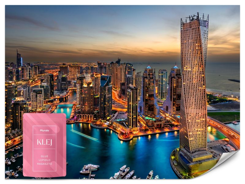 Fototapeta Muralo Przystań w Dubaju Nocą 300x210 cm 1szt.