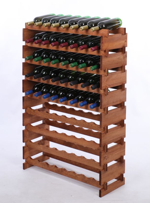 Stojak na wino MODO24 regał modułowy na butelki 9 leżni x 8 butelek montaż bez narzędzi impregnacja brązowa 1 szt.