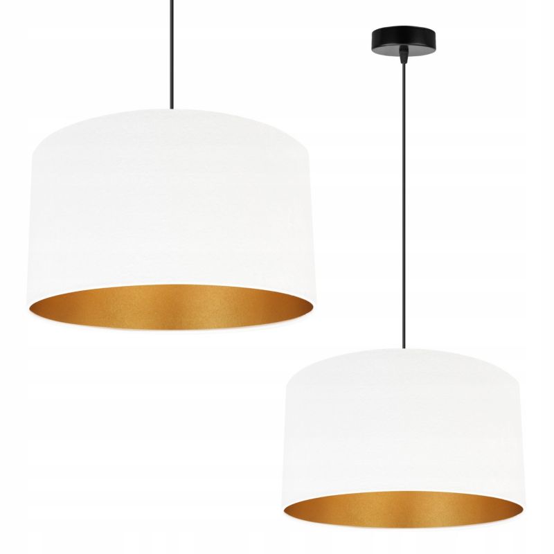 Lampa sufitowa wisząca Light Home LH Mediolan Welur 1x E27 60W biały/złoty 35cm 1szt.