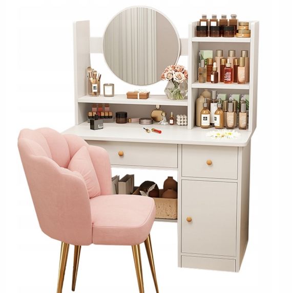 Toaletka kosmetyczna Rebiko z lustrem biała 125cm glamour 1 szt.