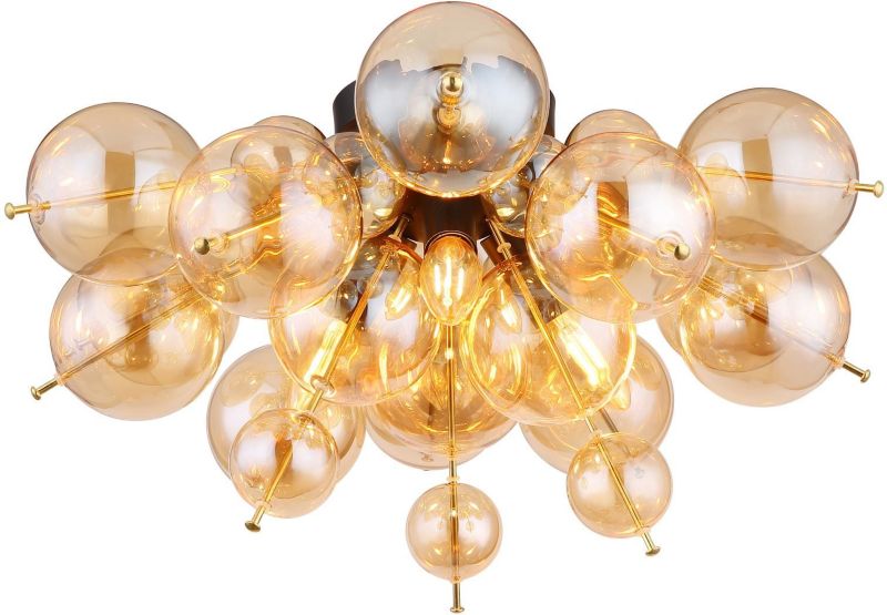 Lampa podsufitowa Globo Lighting Udo 3x25W, czarny/złoty/bursztyn, IP20, bez żarówek, 1 szt.